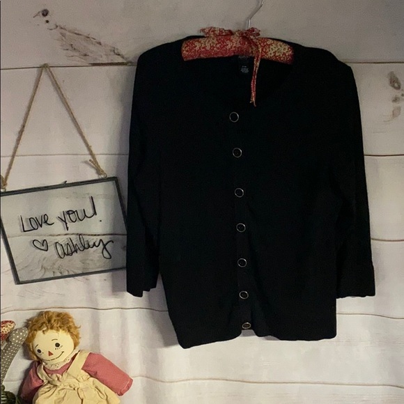 Alfani; Black; Sweater; Cardigan; Top; P/M - Picture 3 of 7